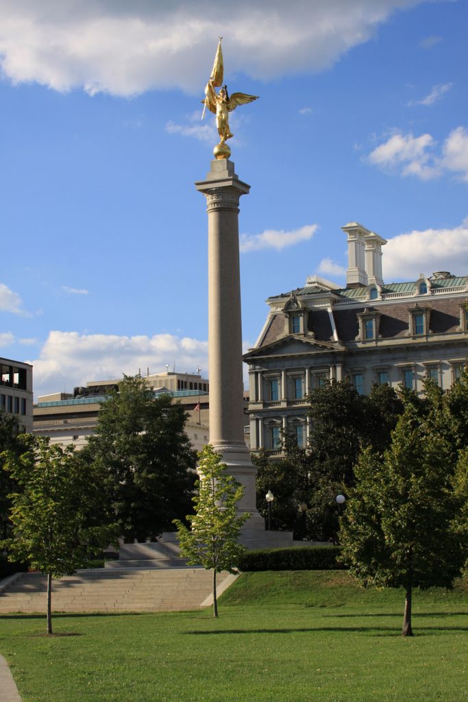 The First Division Monument commemorates those who died while serving in the 1st Infantry Division of the U. S. Army.